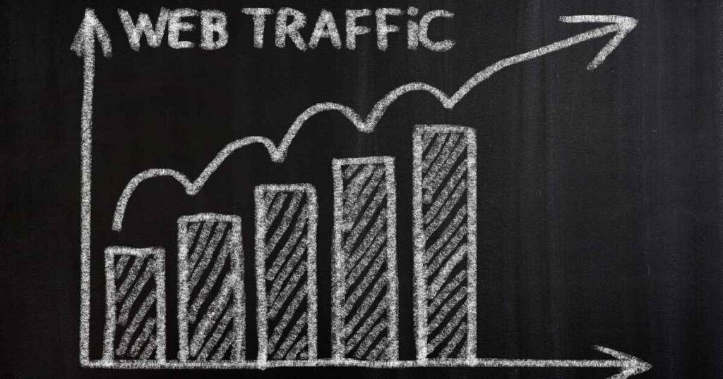 chalk board drawing of a graph showing increased website traffic