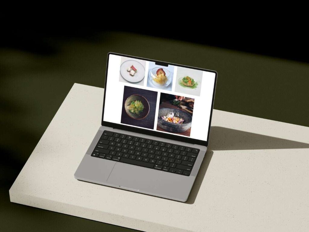 Laptop showing Food Photographer website
